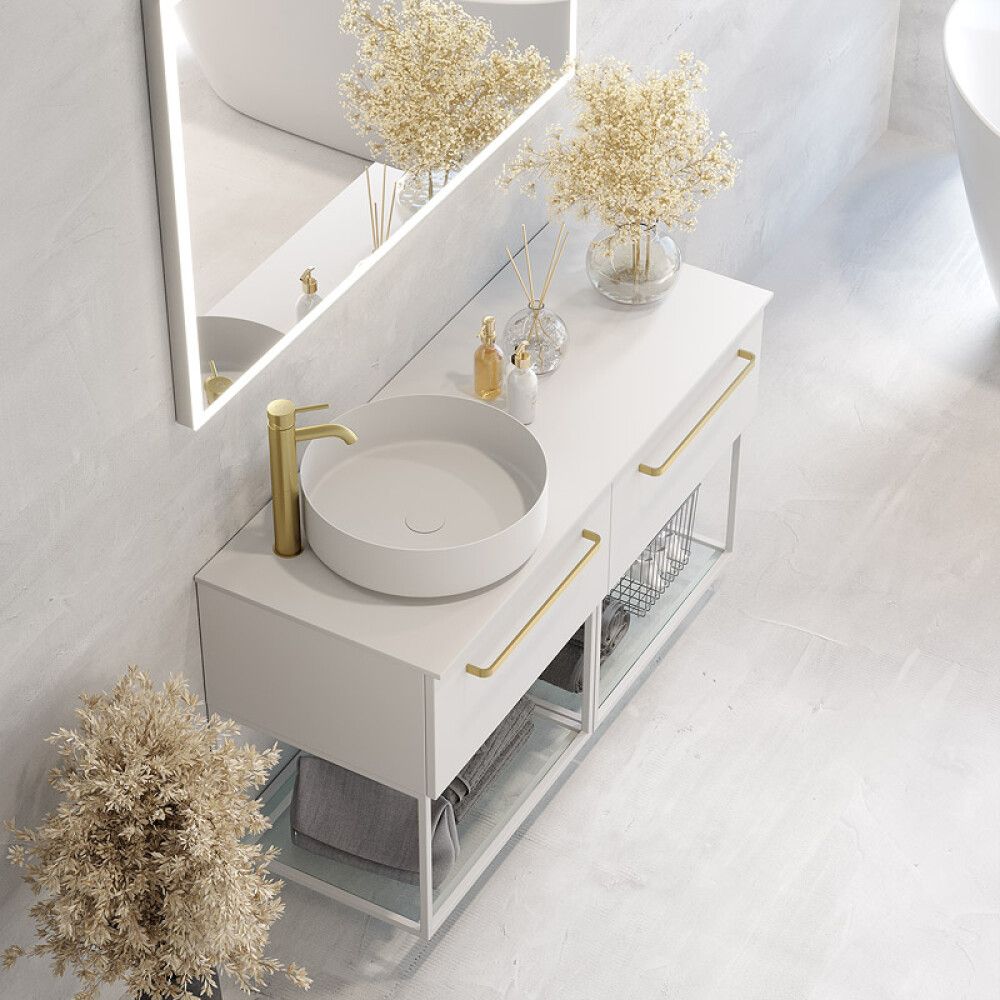 BADEROMSMØBEL CAMARGUE IQ+ SLETT FRONT HVIT MATT 120CM