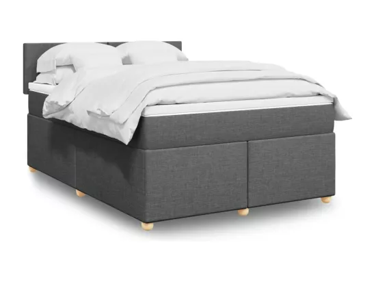 Sommier à lattes de lit avec matelas Gris foncé 160x200cm Tissu