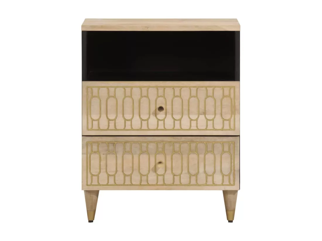 Table de chevet 50x33x60 cm bois de manguier massif