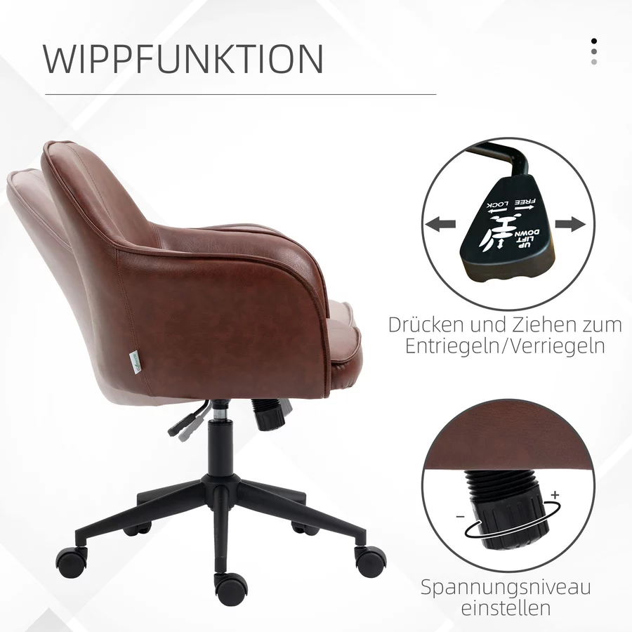 Vinsetto Bürostuhl mit Rollen braun
