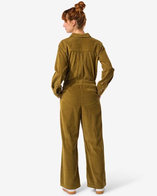pantalon femme Lena velours côtelé jambes larges vert
