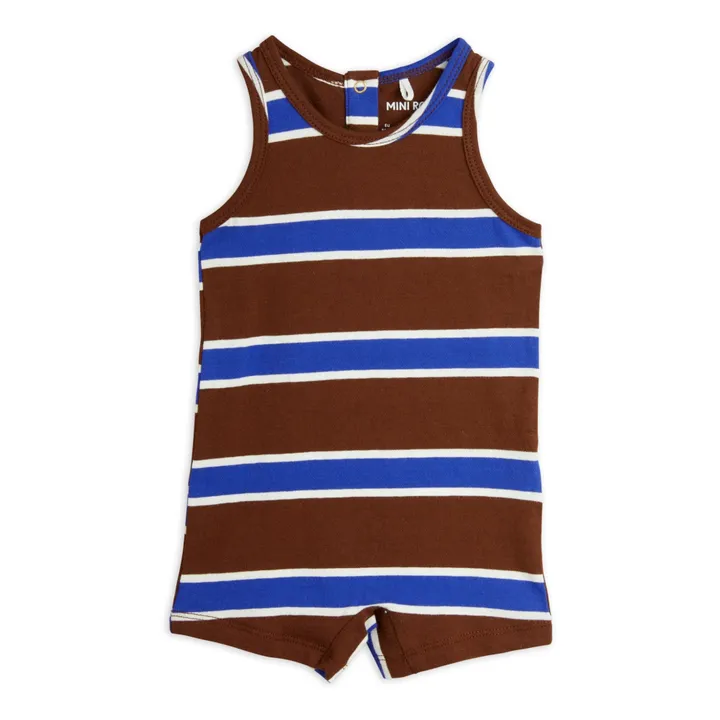 Mini Rodini Combishort Rayure Coton Bio | Marron