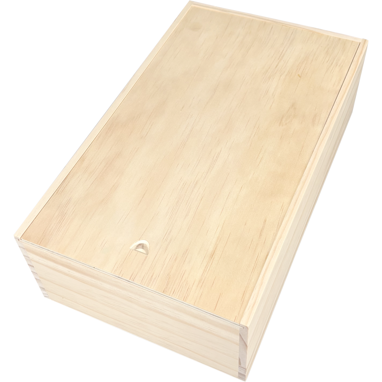 Wijnkist, 2 flessen, schuifdeksel, 340x195x95mm, hout, naturel