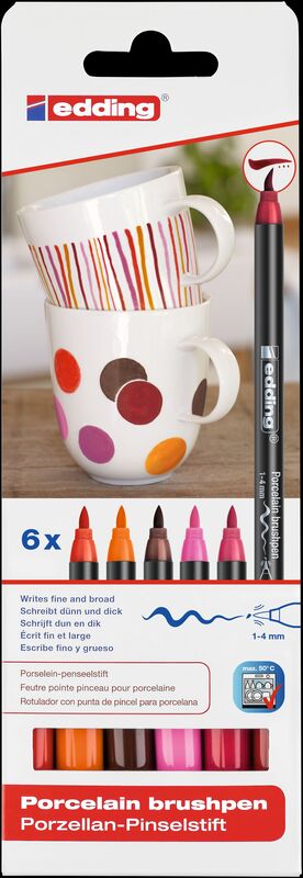 Edding Porzellanmarker 4200, Warm Colours, 6 Stück, assortiert