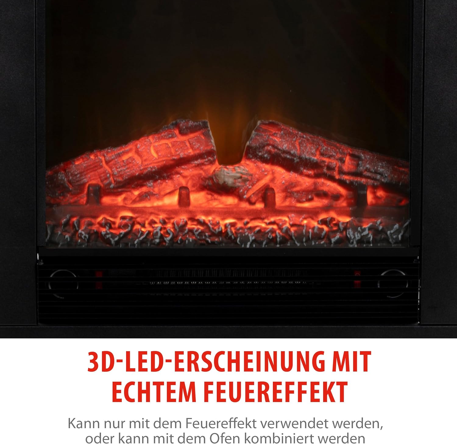 alpina Geneva Elektrokamin mit Heizung – Elektroheizung 1800W - Kaminofen mit Heizung, Schalttafel und Timer - Elektroherd mit LED-Flammen - Freistehend - Weiß