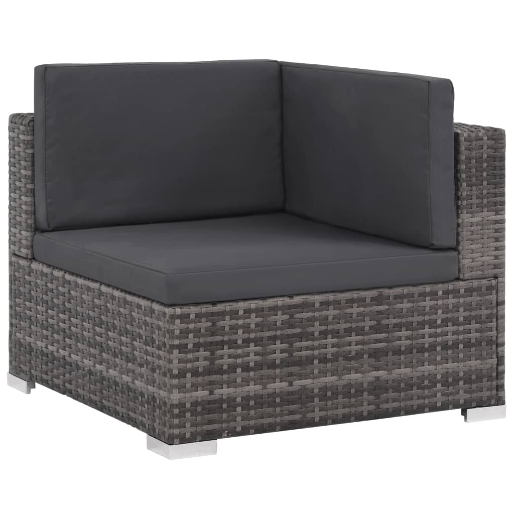 Salon de jardin meuble d'extérieur ensemble de mobilier 6 pièces avec coussins résine tressée gris