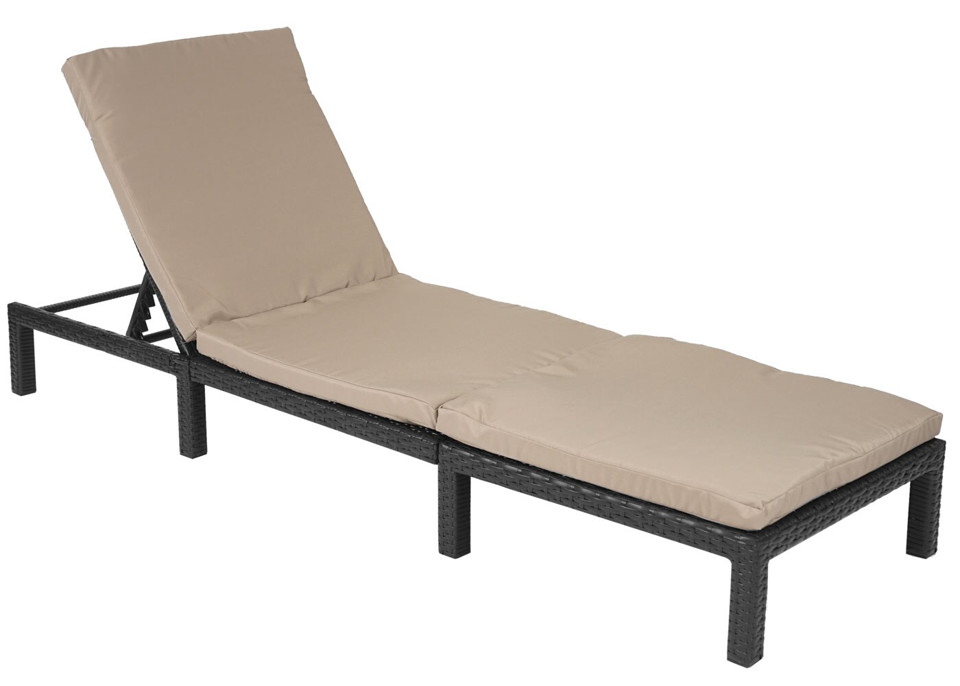Poly-Rattan Sonnenliege MCW-A51, Relaxliege Gartenliege Liege ~ Basic anthrazit, Kissen creme