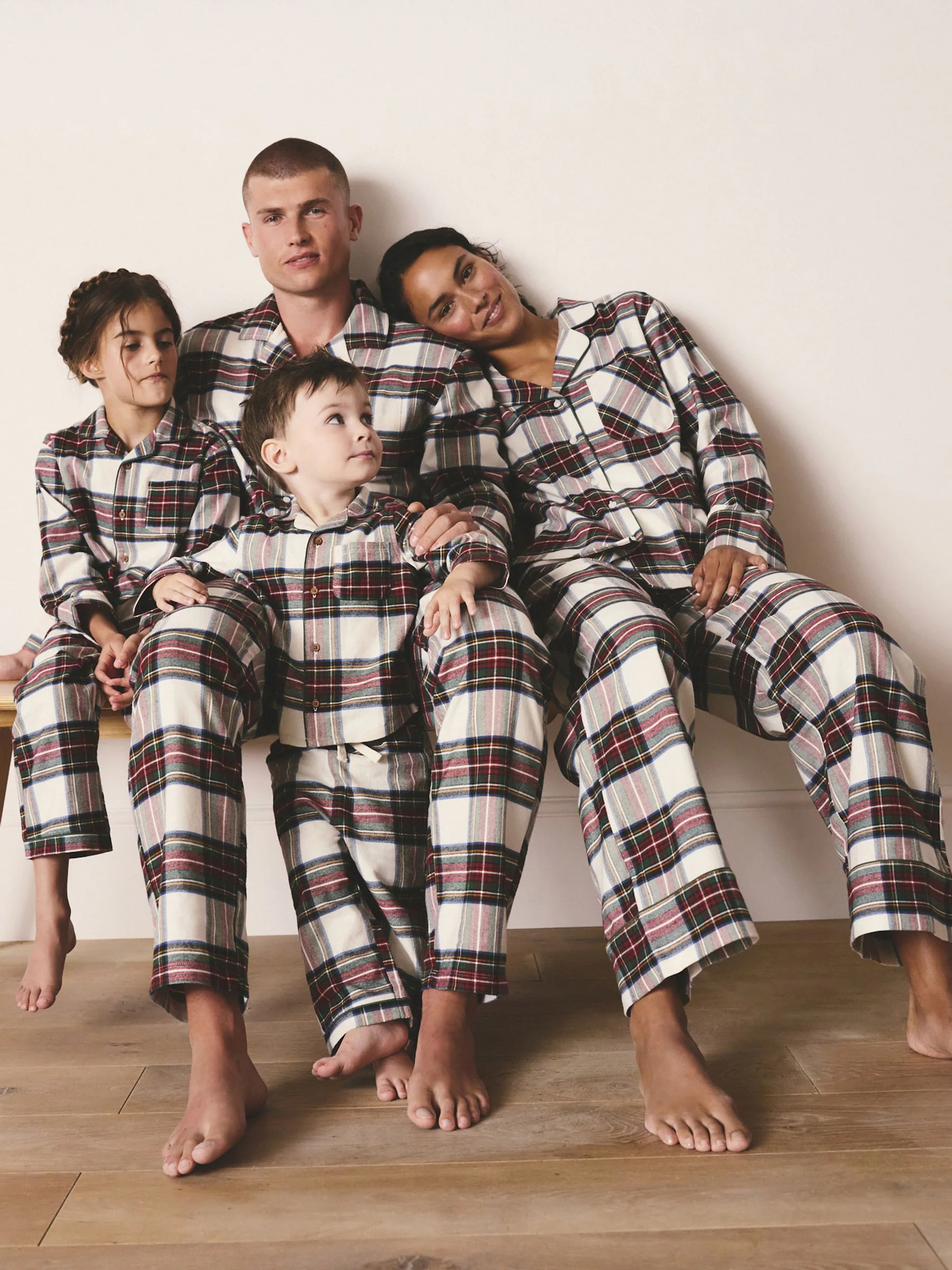 Rood/wit geruit - Bijpassende familie Kerstmis Knoopsluiting Pyjama's