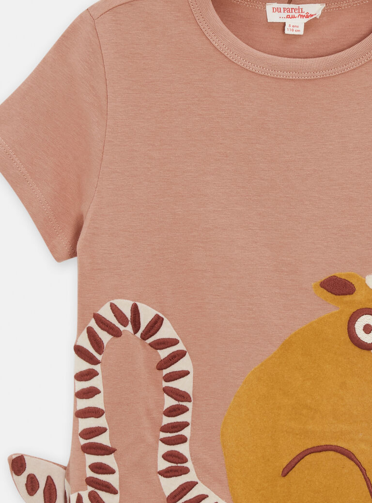 T-shirt rosé animation lémurien pour garçon