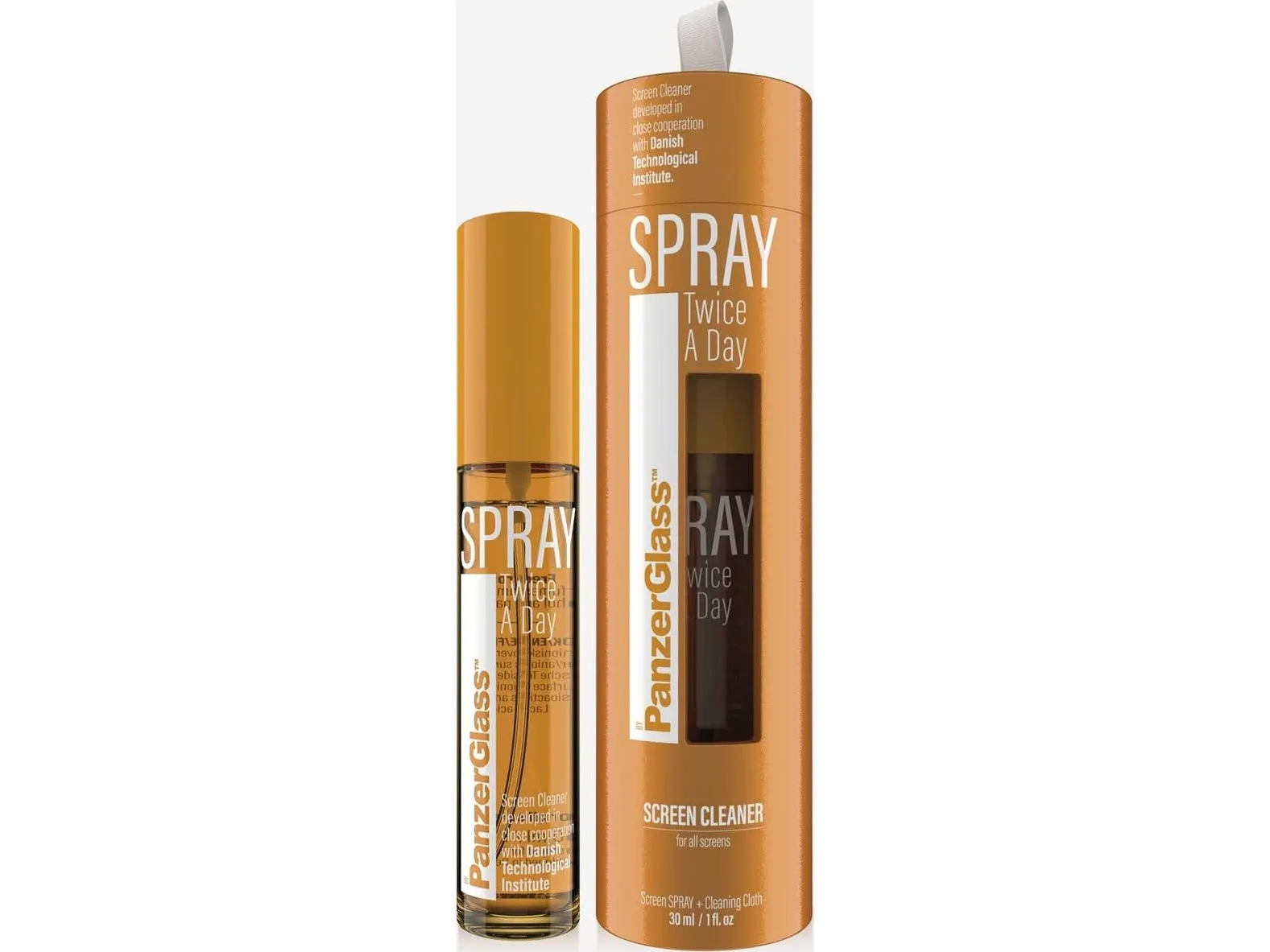 PanzerGlass ™ SPRAY Twice A Day 30 ml, Udstyrsrensning spray, Skærme/plast, 30 ml, Transparent, Kina, 135 mm