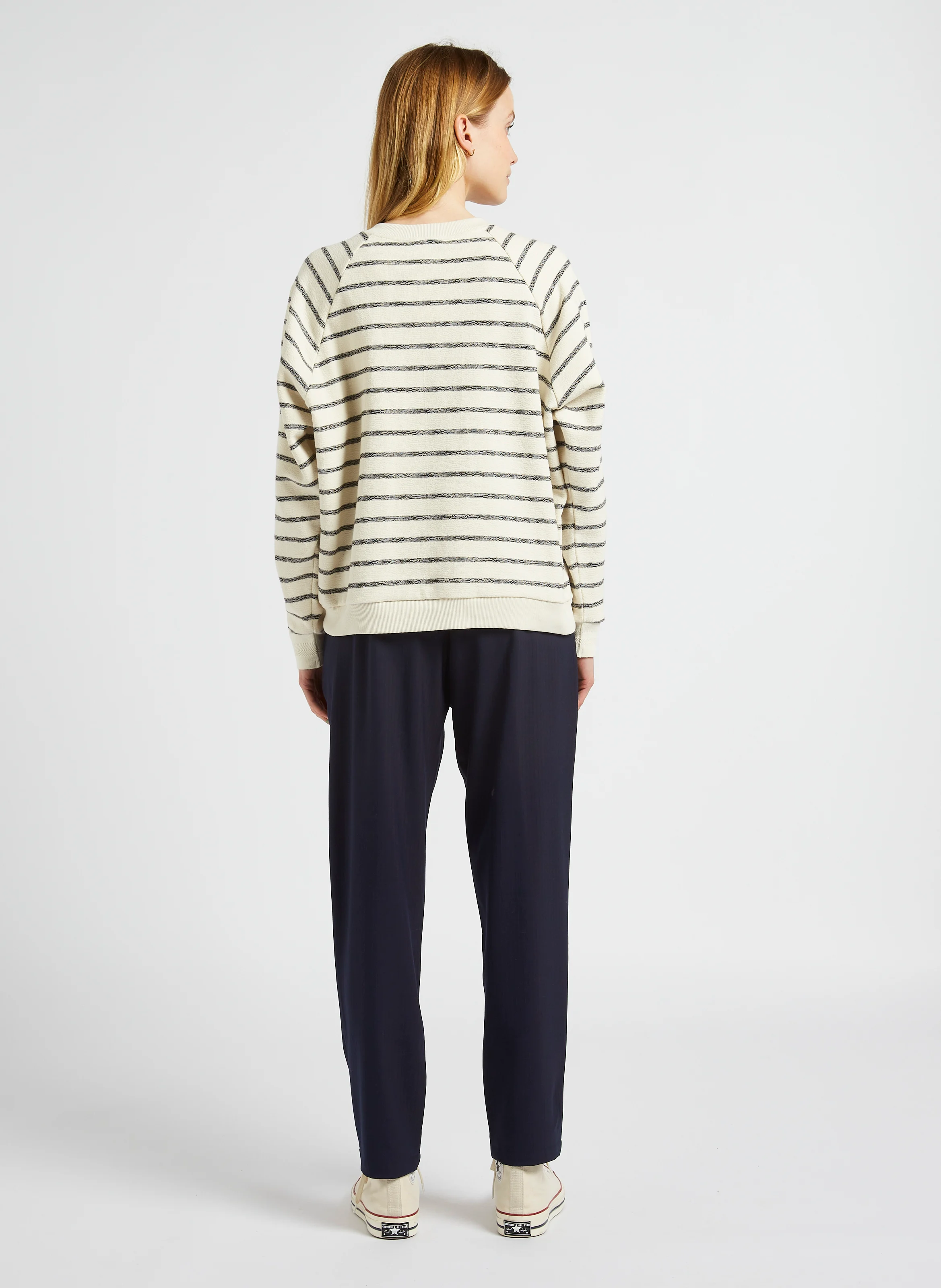 MARCEAU - Sweat ample col rond en coton mélangé | Blanc