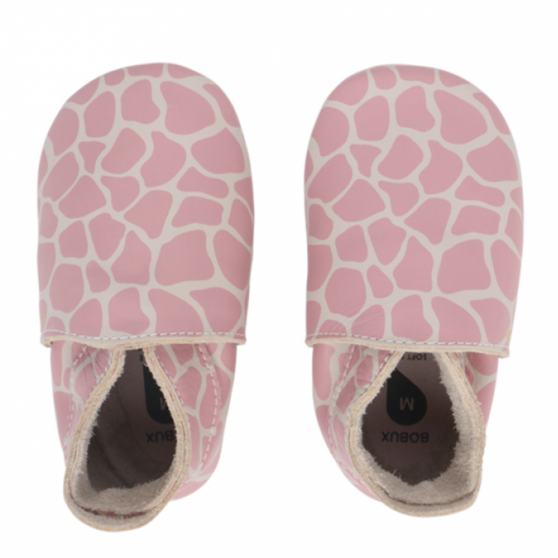 Bobux Bobux chaussons girafe print rose