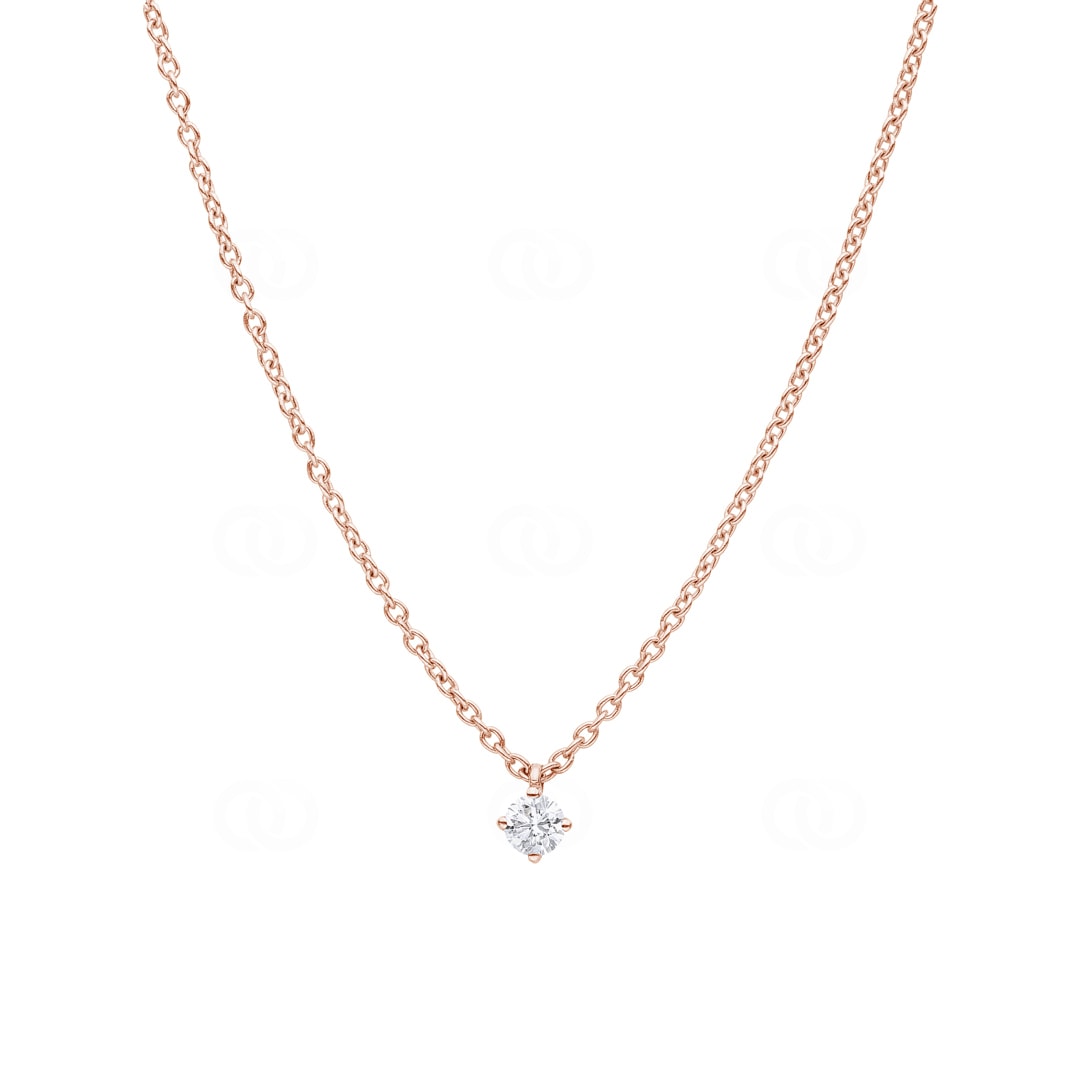 Collier mit Anhänger 750/18 K Roségold mit Diamant 0.10 ct H/si in 4-Griff