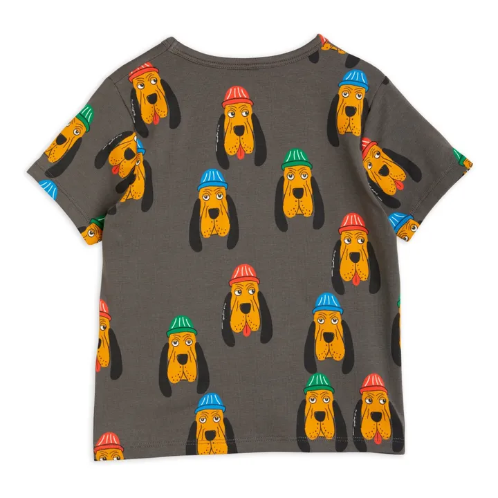Mini Rodini T-Shirt Coton Bio Chiens | Gris anthracite