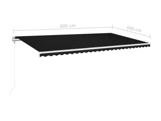 Auvent automatique capteur de vent et LED 600x300 cm Anthracite