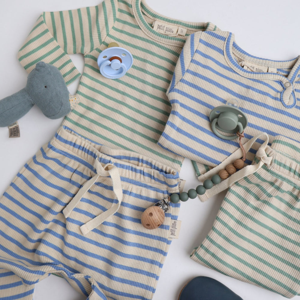 Køb Petit Piao Granite Green/Dark Off White Body L/S Modal Striped