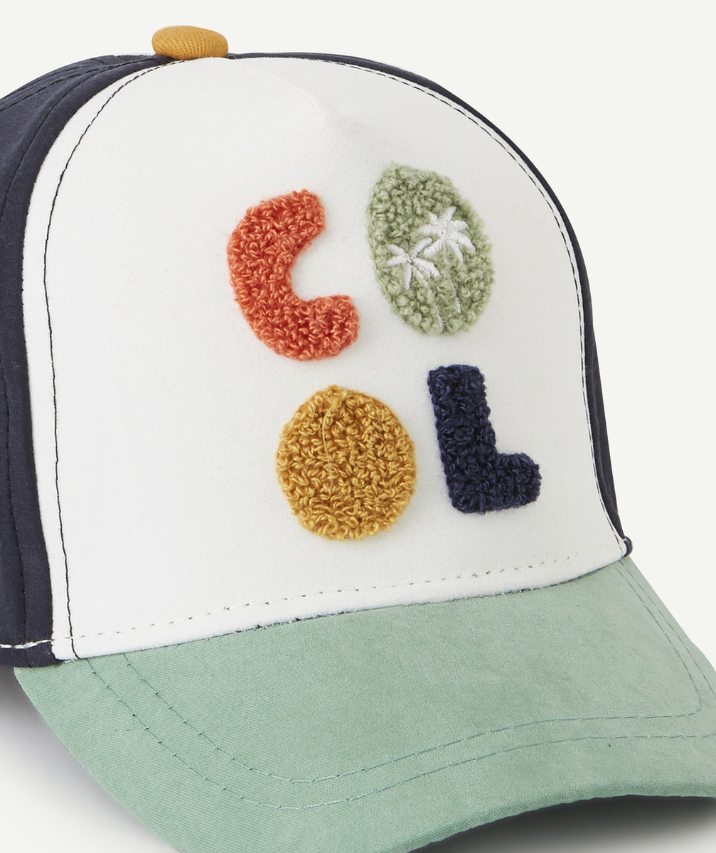 CASQUETTE BÉBÉ GARÇON EN COTON TRICOLORE AVEC BOUCLETTES