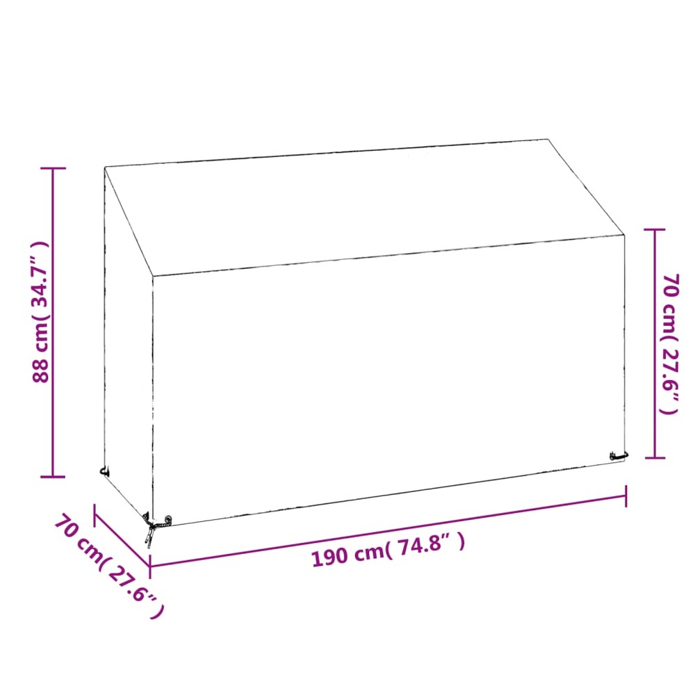 Housses de banc de jardin 2 pcs 8 œillets 190x70x70/88 cm pe