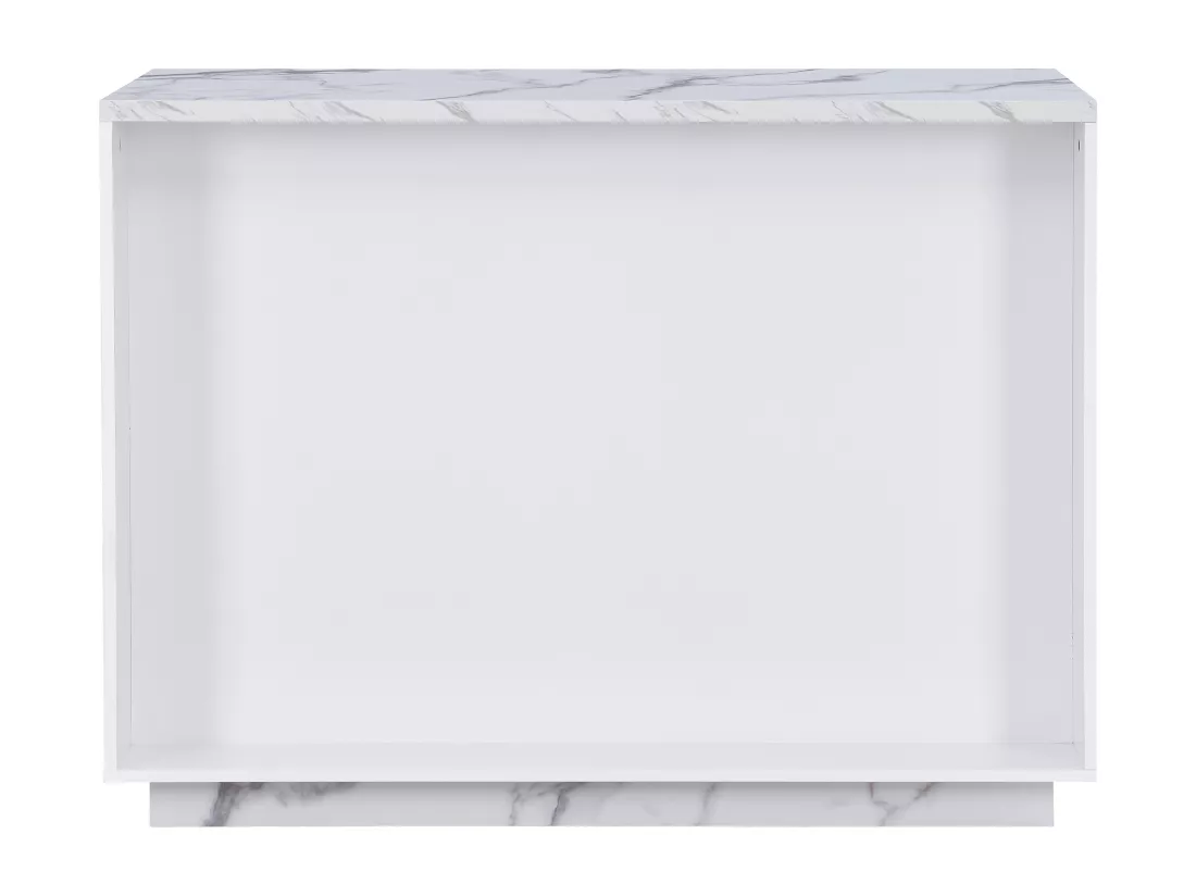 Ilot central de cuisine avec 2 portes et 1 niche en MDF - Effet marbre blanc - CORELINA