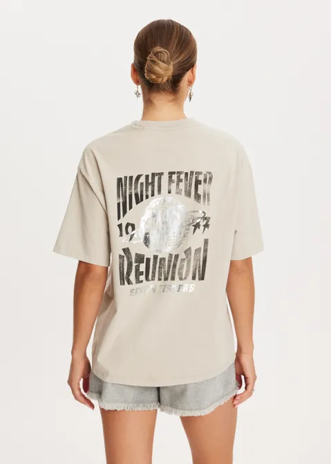 T-shirt met print dream on zand (ZAND)