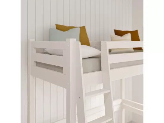 Lit mezzanine 2 places 120x190 cm bois massif blanc ORSAI