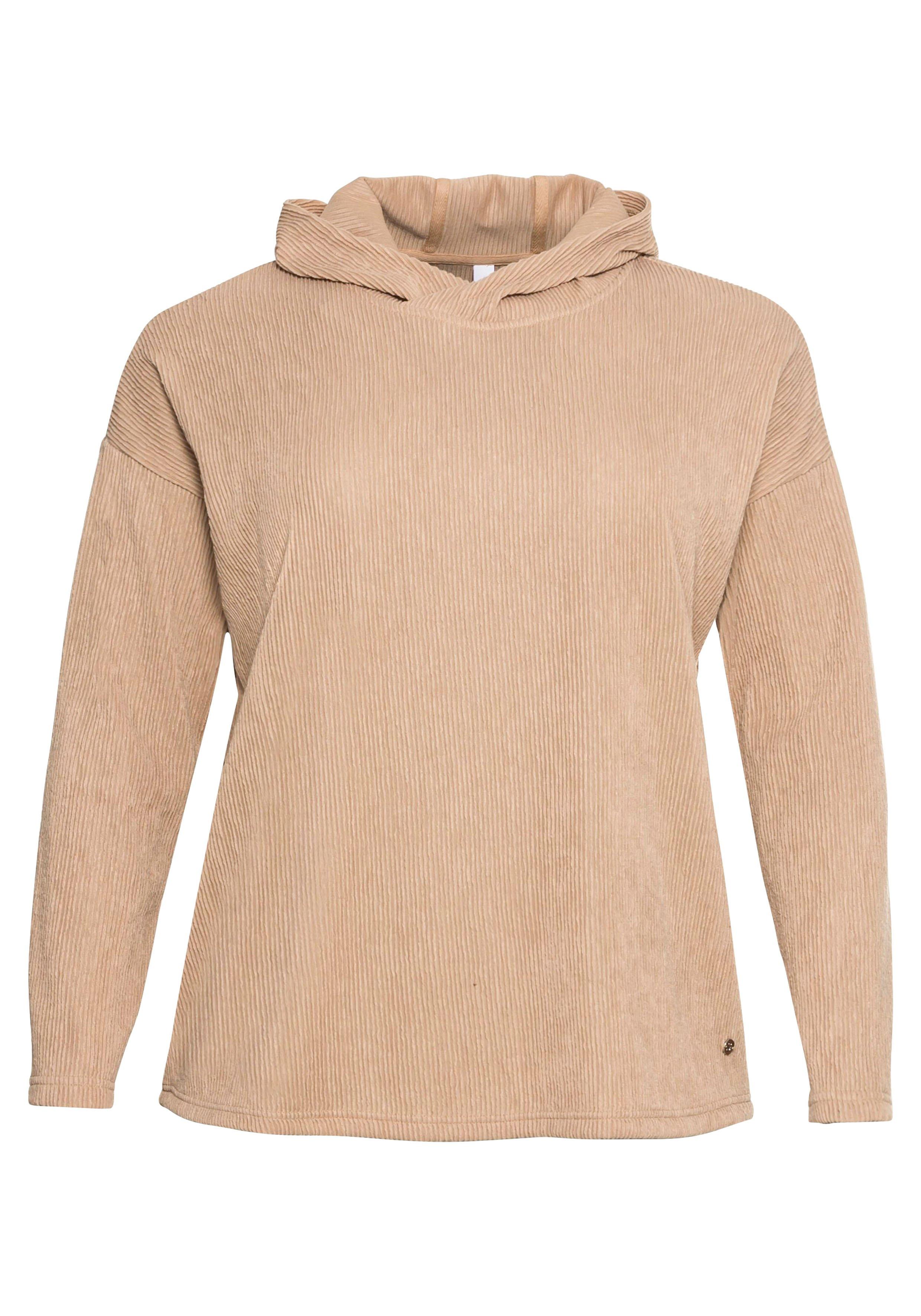 Langarmshirt in strukturierter Optik, mit Kapuze