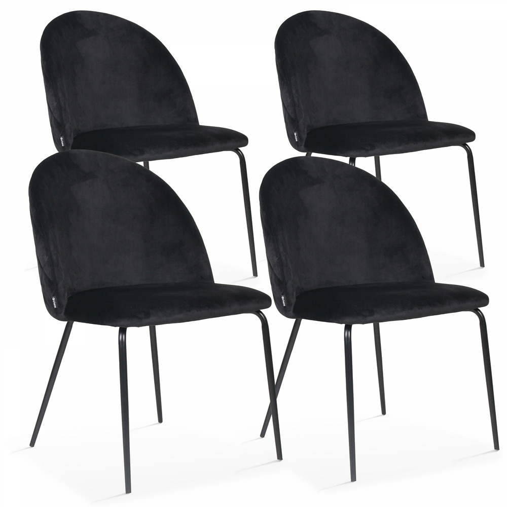 Lot de 4 chaises en velours noir