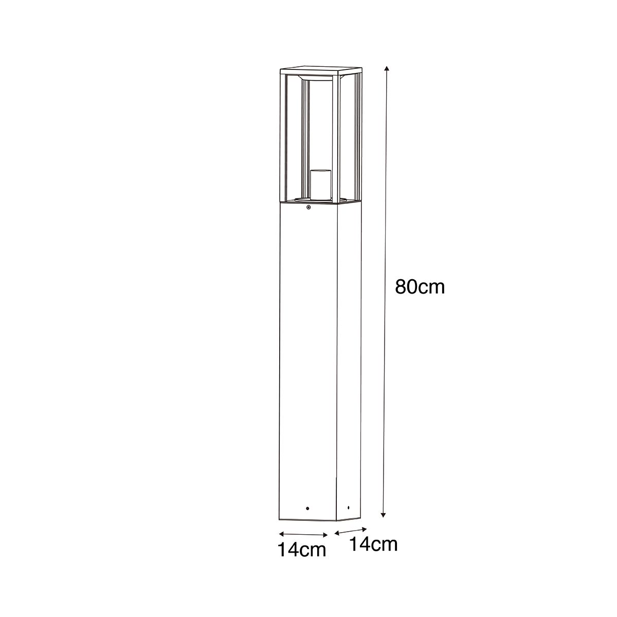 Smart staande buitenlamp zwart met ribbel glas 80 cm incl. Wifi A60 - Charlois