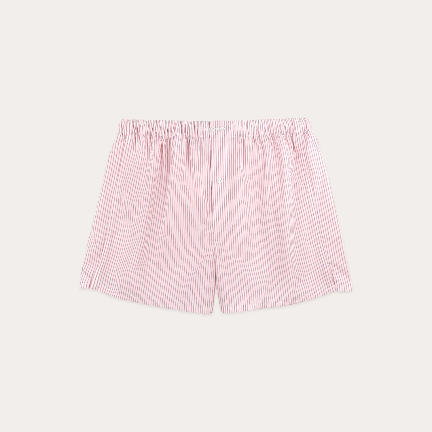 Upcycled boxer shorts with pink and white stripes