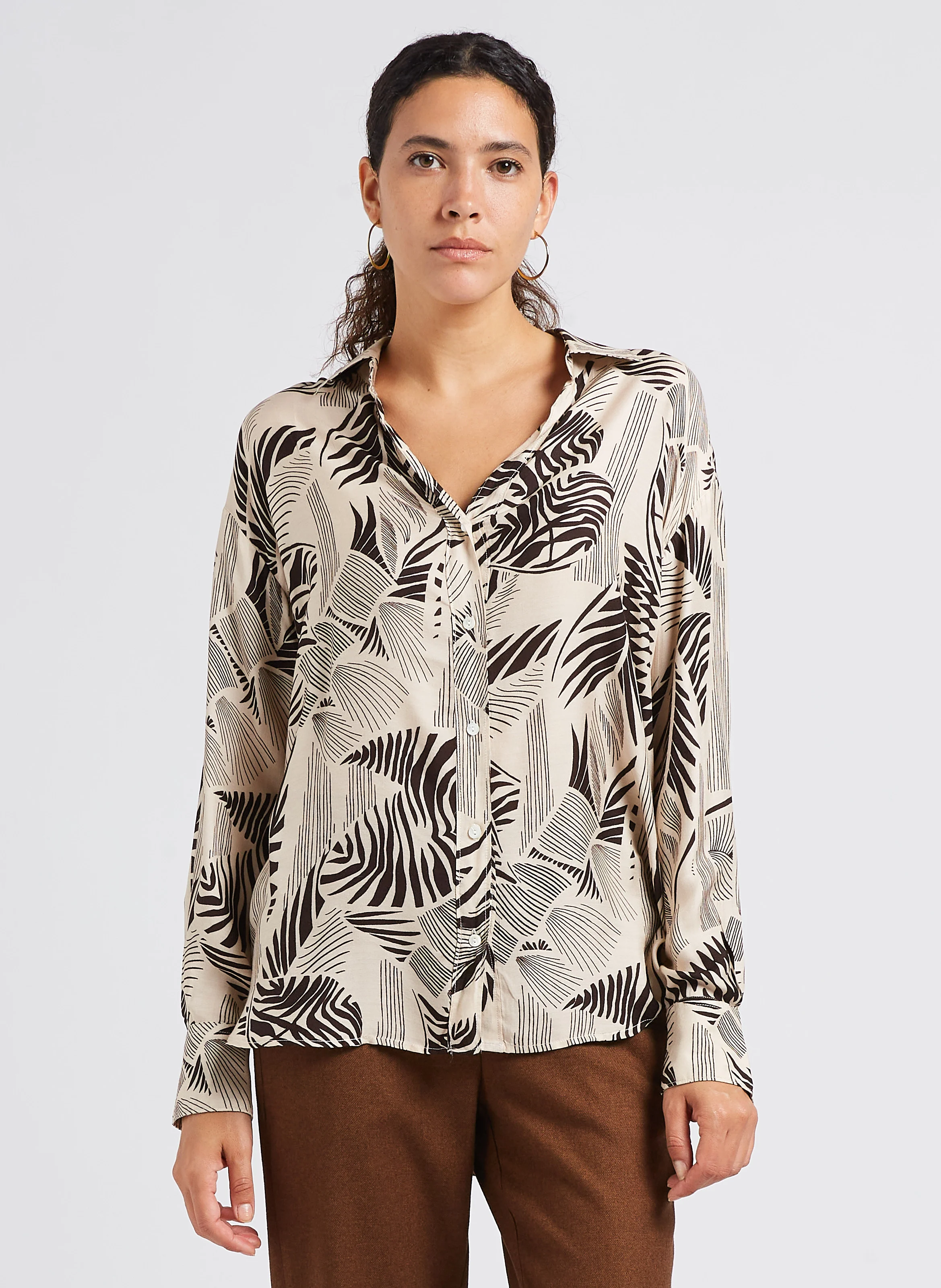 CIRILLA - Chemise col classique imprimée| Beige