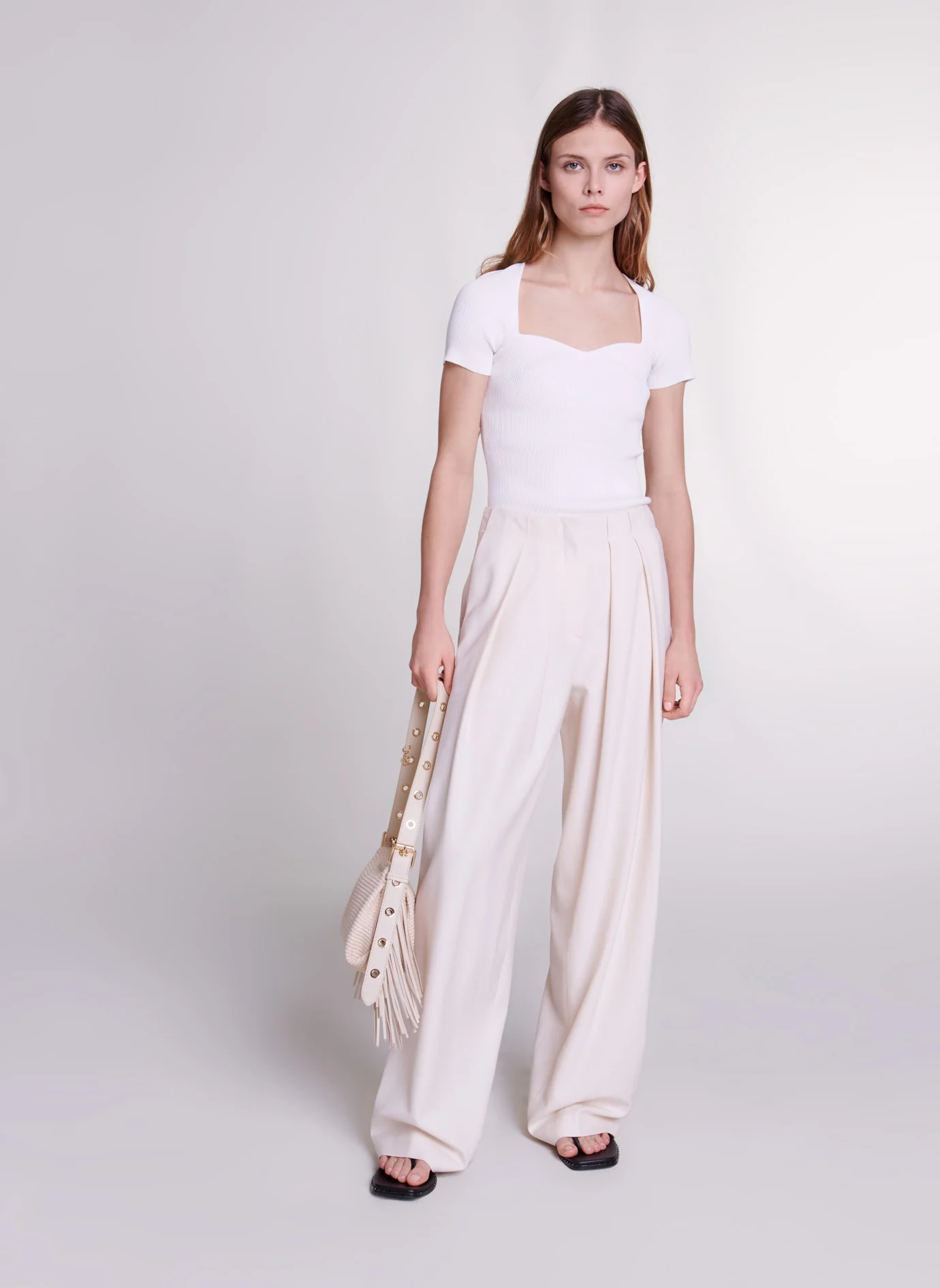 Top moulant en maille | Beige
