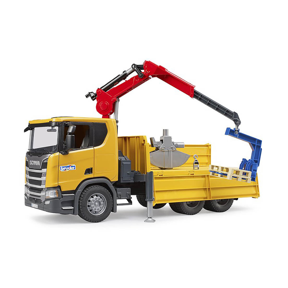 BRUDER Spielwaren GmbH + Co. KG Bruder 03551 Scania Super 560R Baustellen-LKW mit Kran + 2 Paletten