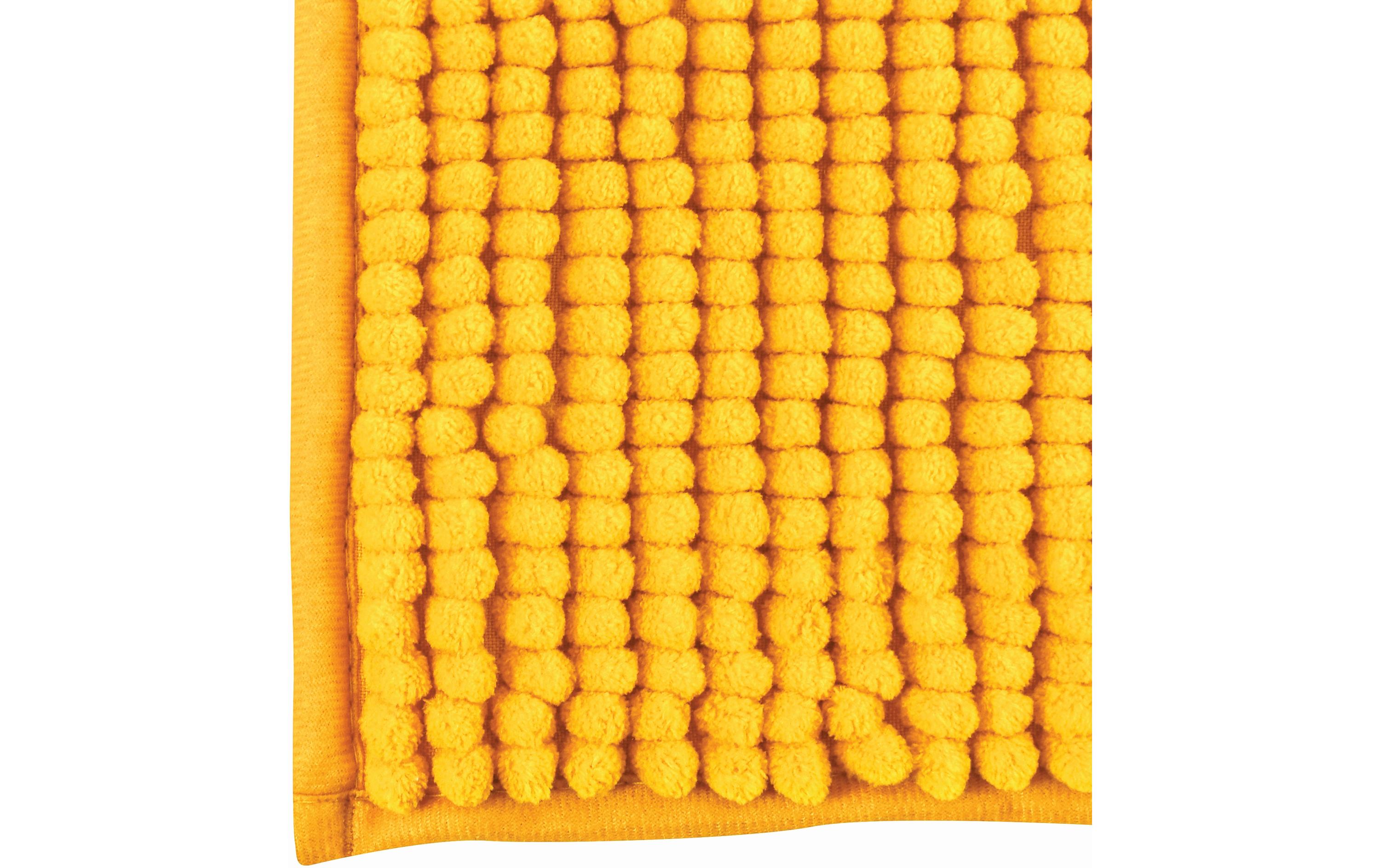 Badteppich Chenille 60 x 90 cm, SafranBadematte mit rutschfester Unterseite