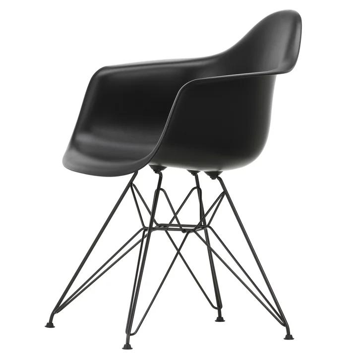 Vitra - Eames Plastic Armchair DAR RE, basic dark / tiefschwarz (Filzgleiter basic dark)