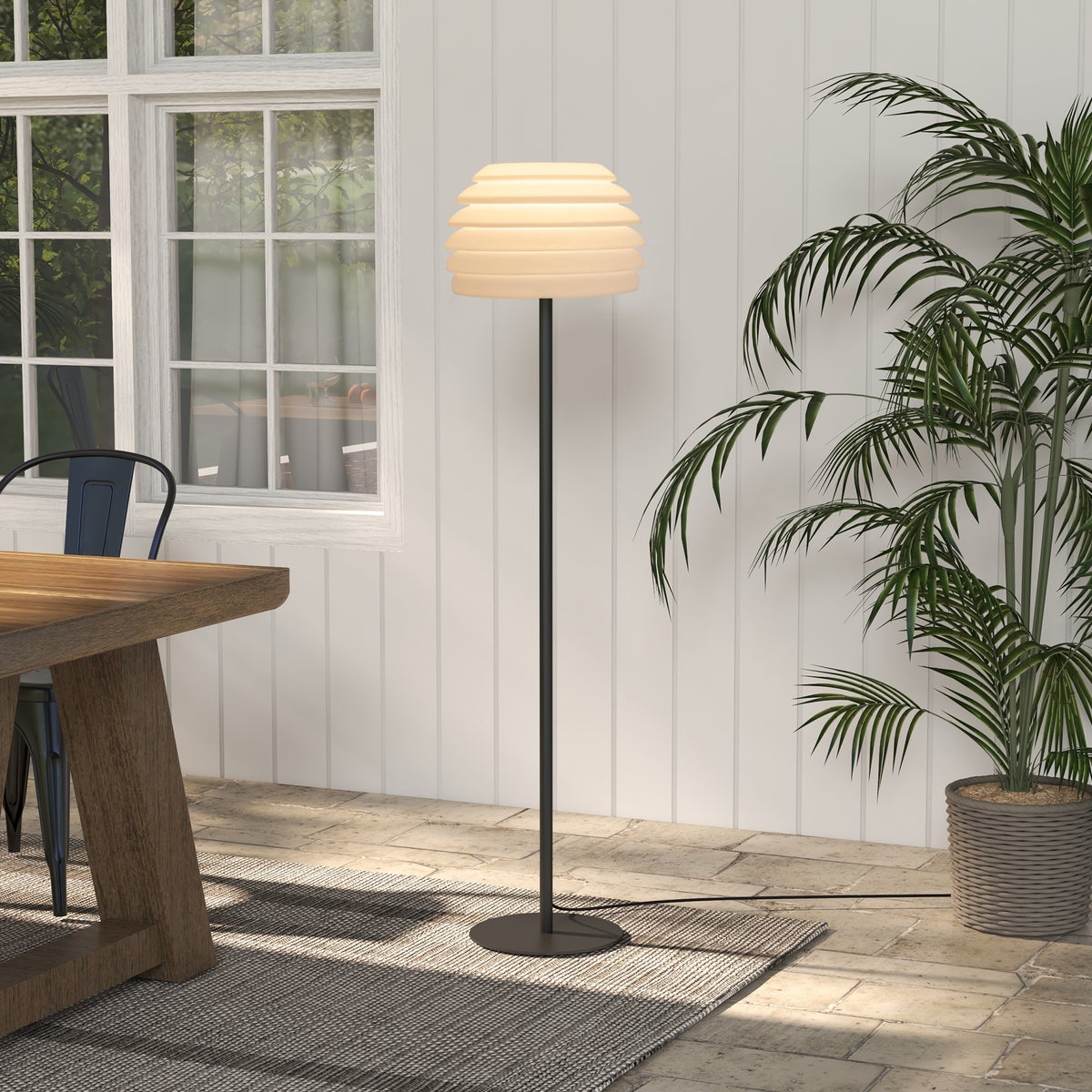 Outsunny vloerlamp, 38cm x 38cm x 148cm, aluminium, zwart