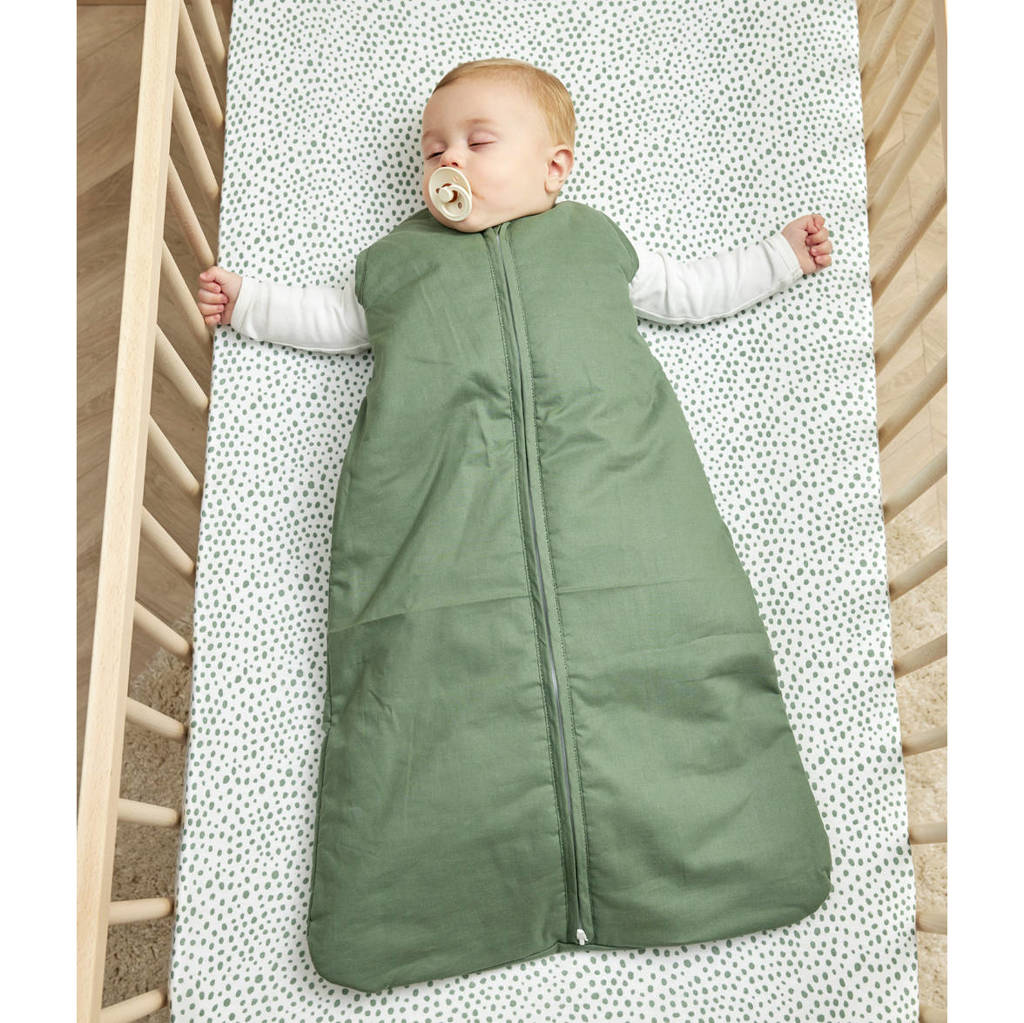 gevoerde baby slaapzak uni forest green