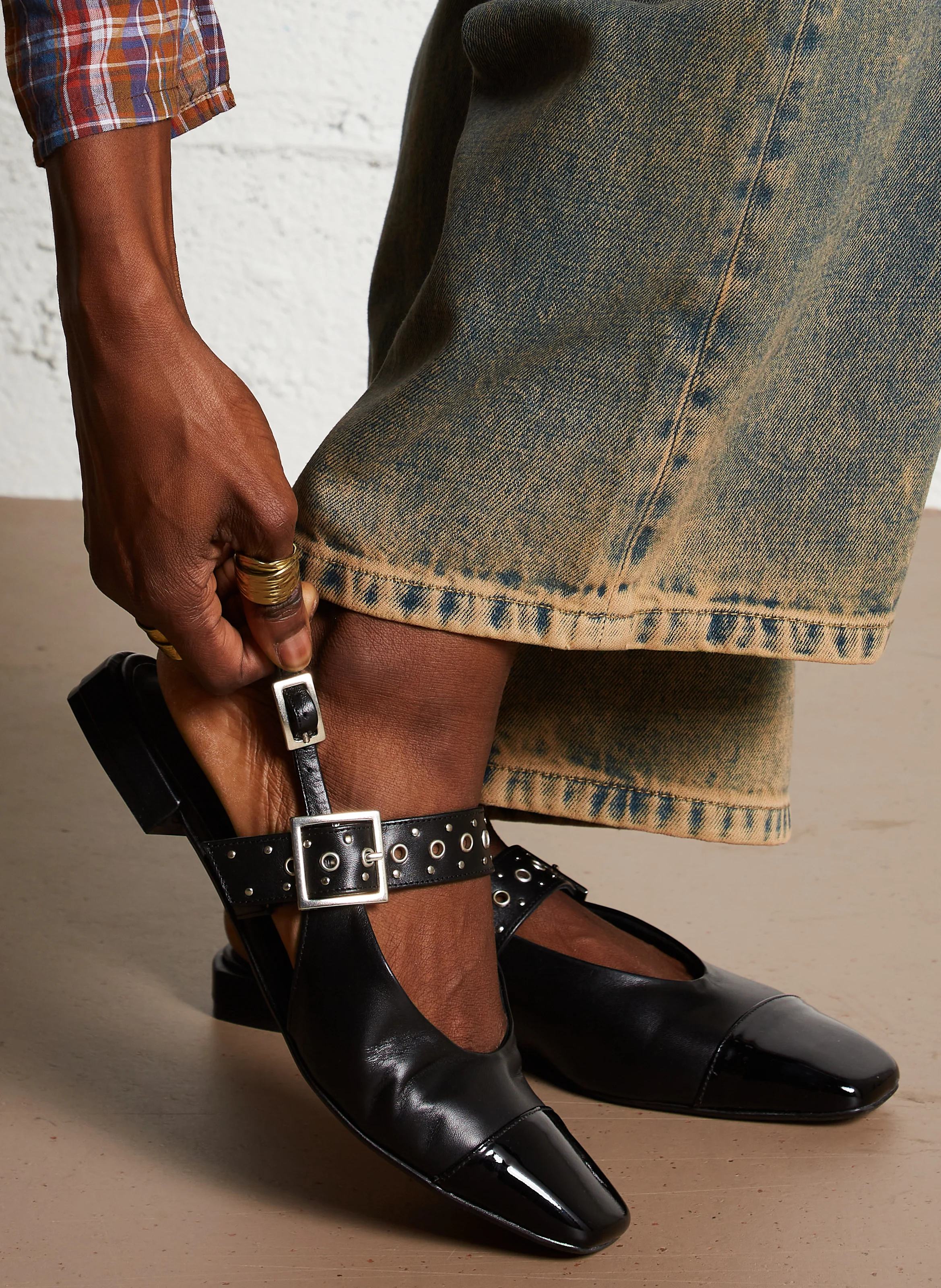 MIRABELLE - Ballerines slingback en cuir | Noir