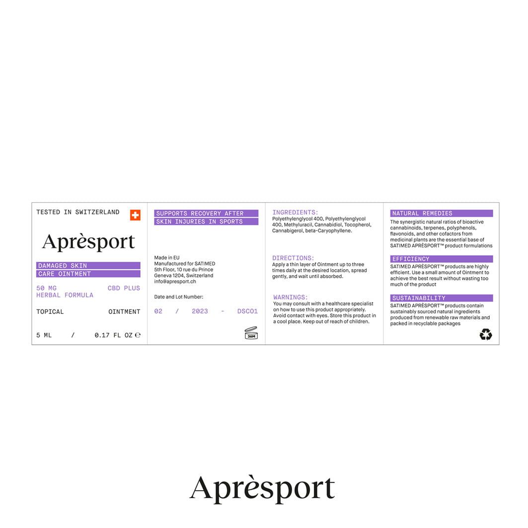 Aprèsport™ Damaged Skin Care Ointment CBD plus Herbal Formular