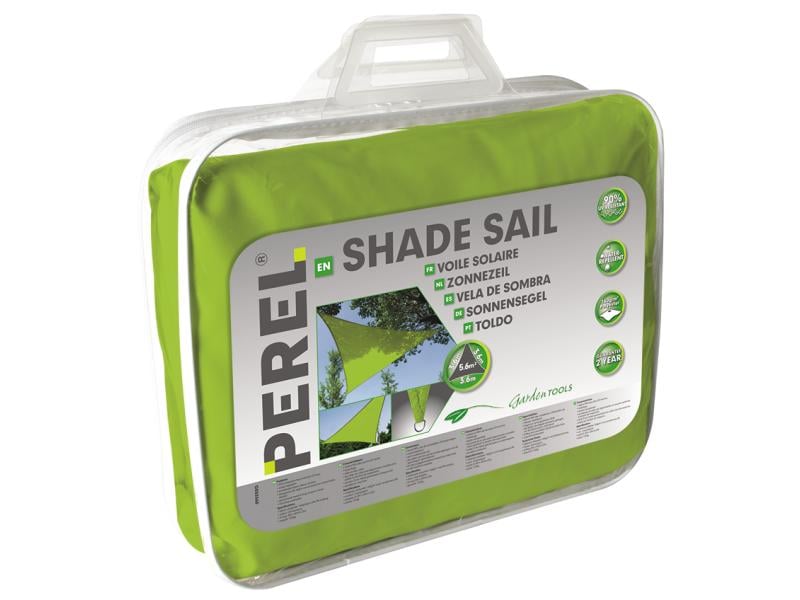 Perel Sonnensegel 500 cm, Dreieck 5 x 5 x 5 m, lindgrün