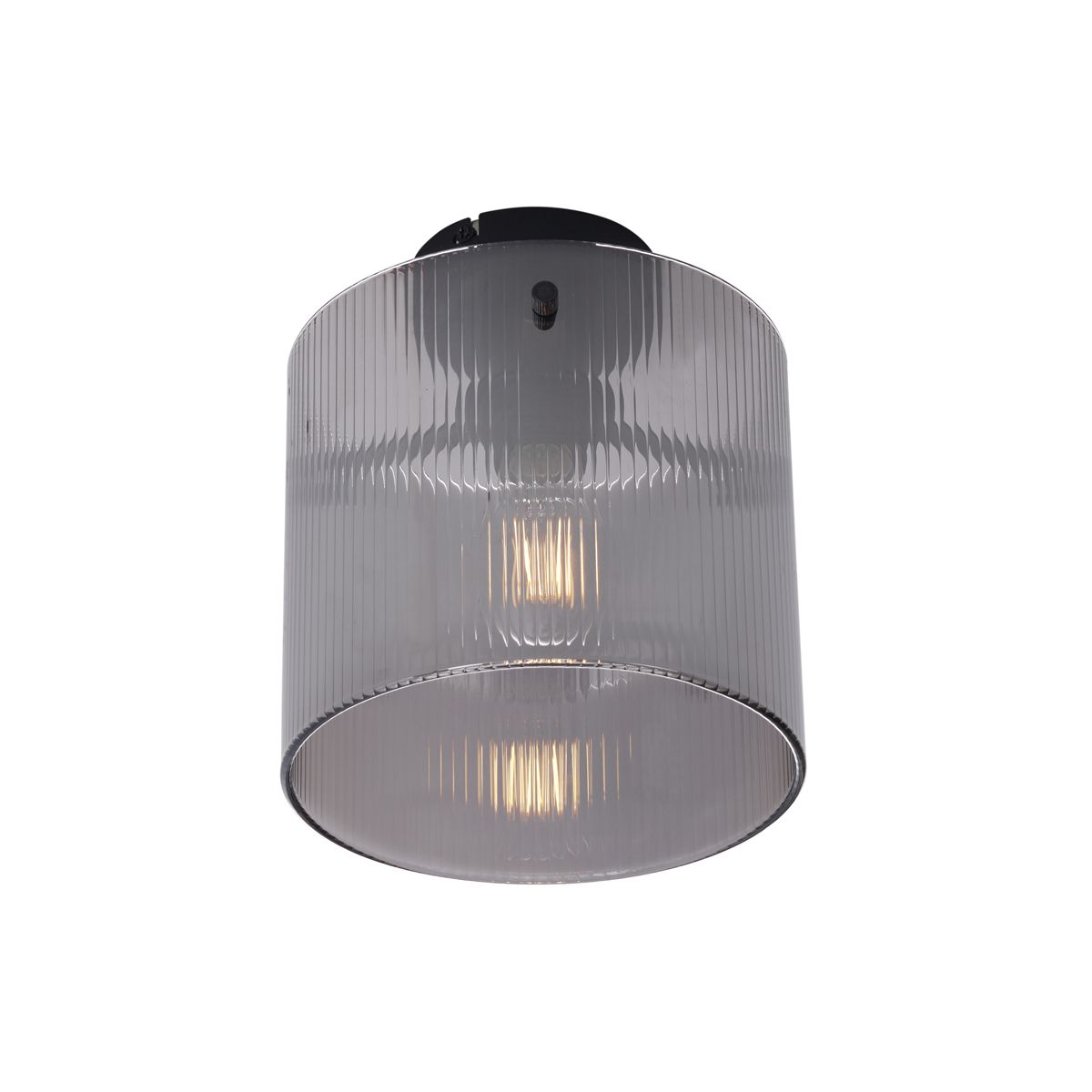 Art Deco plafondlamp zwart met smoke glas - Laura