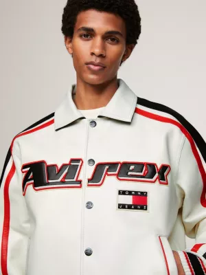 Jaqueta de couro unissex Tommy x Avirex