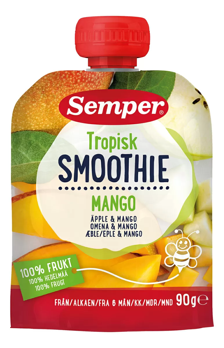 Semper Tropisk Frugtsmoothie m. Mango & Æble 6. mdr - 90 g.