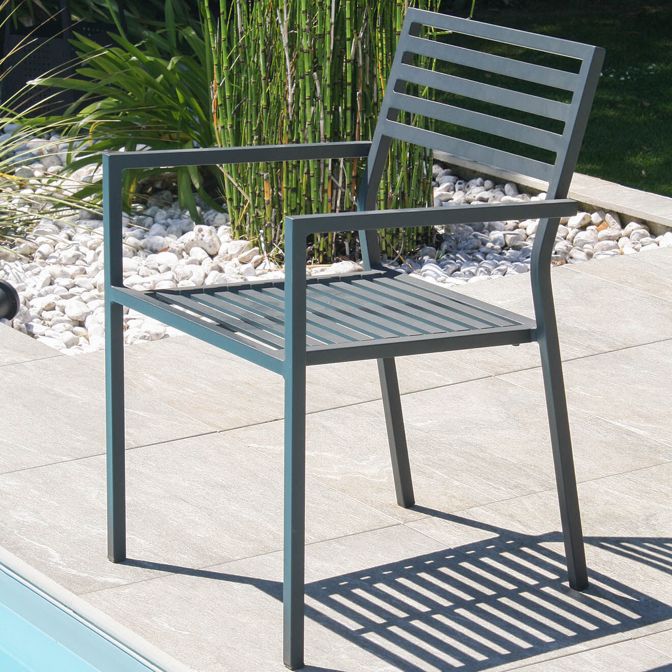 City Garden 2 Fauteuils de jardin empilables GASTON anthracite - 60x55x82 cm
