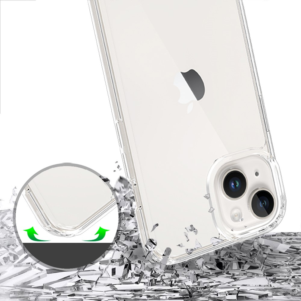 iPhone 15 Hybrid Hülle TPU Bumper mit Acryl Rückseite - Transparent