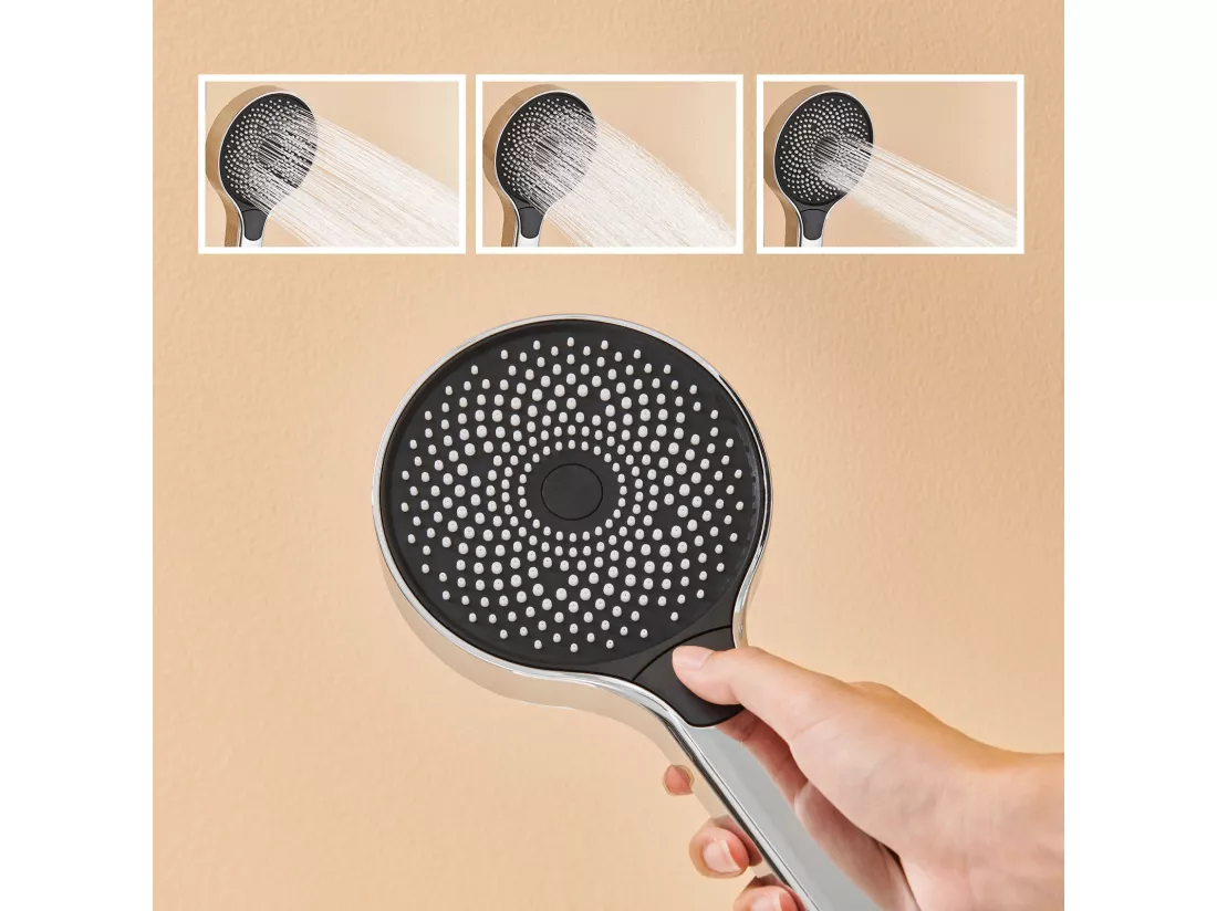 Colonne de Douche,Colonne Douche avec Mitigeur Hauteur Réglable,Mitigeur Baignoire avec Tête Douche 26 * 26cm,Pommeau à main 3 Jets Salle Bain