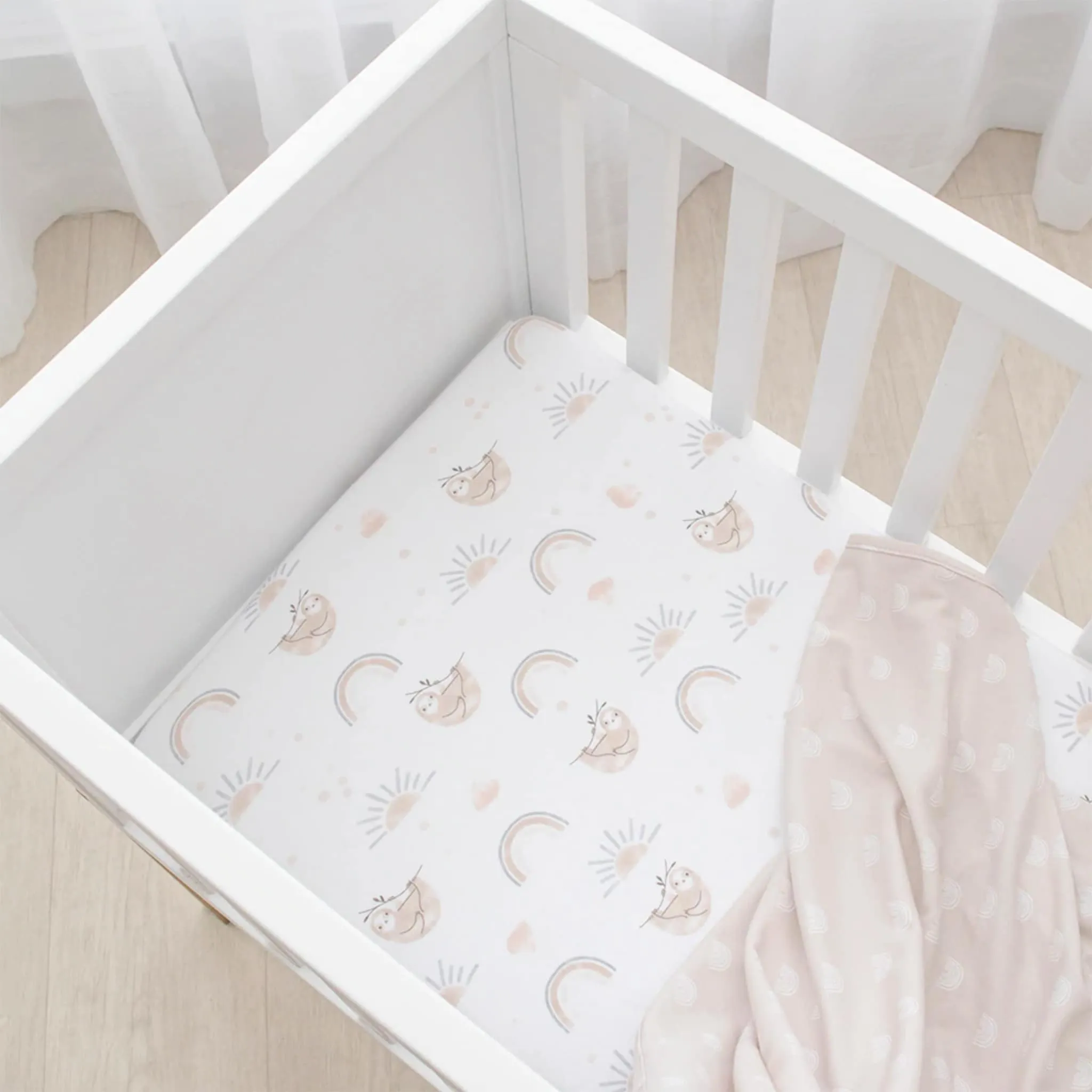 Living Textiles Drap Contour pour Lit de Bébé - Paresseux