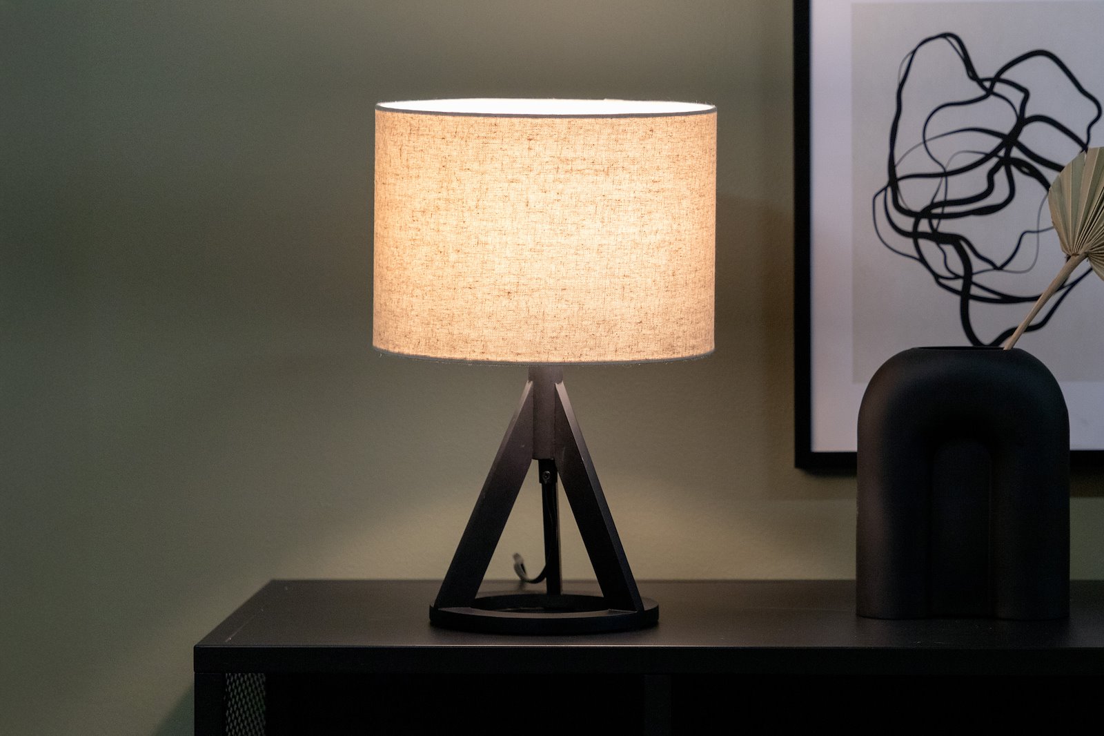 Kona bordlampe Sort, linskjerm