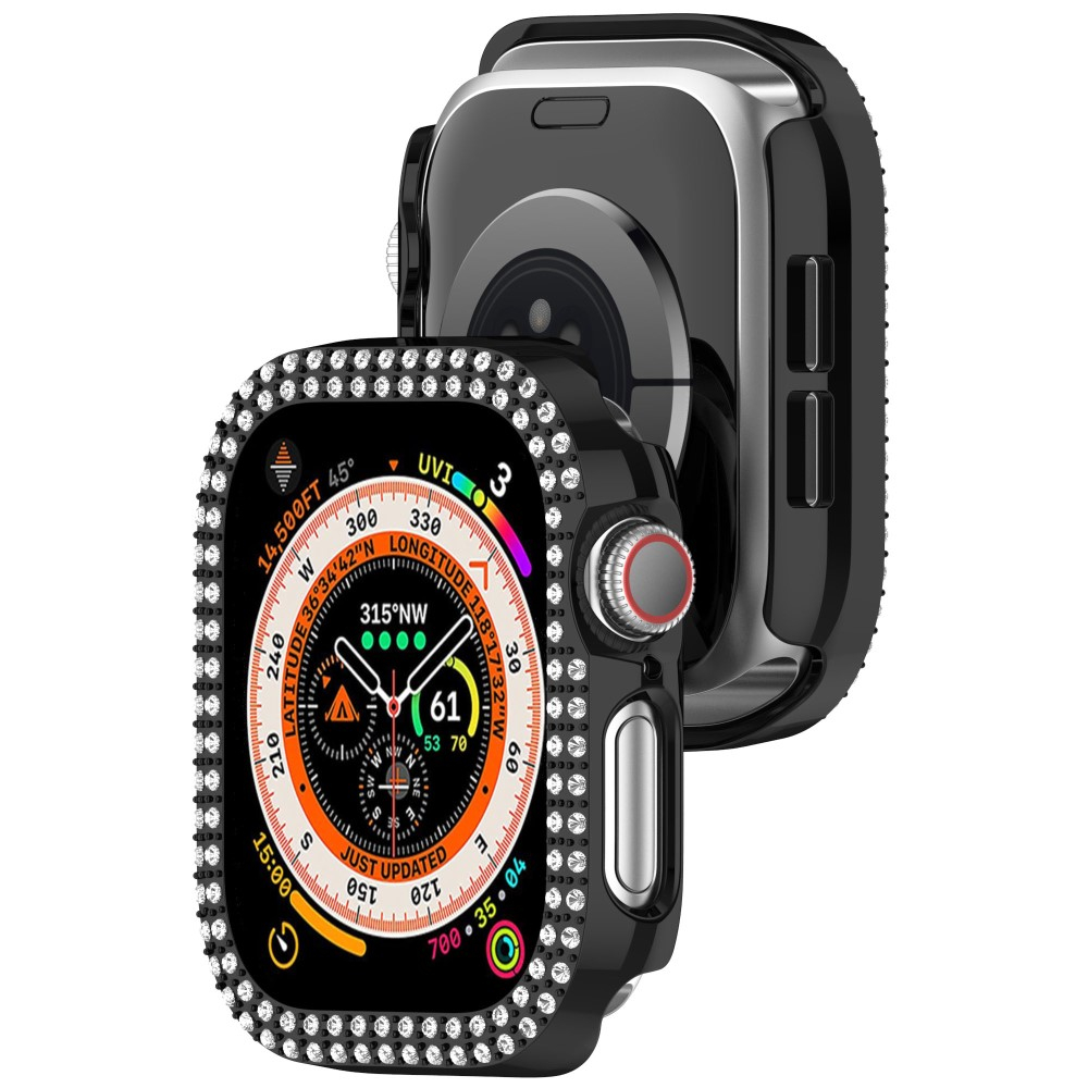 Apple Watch Series 11 / Series 10 (42mm) Galvanisierte Glitzer Strass Bumper Hülle - Schwarz