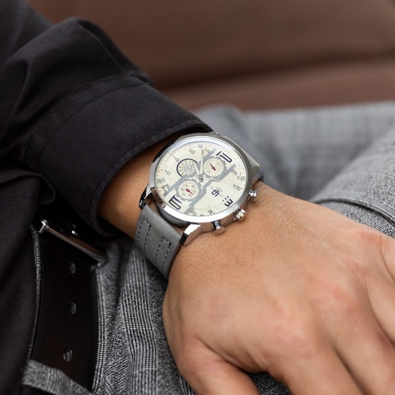 Montre Homme M. JOHN bracelet Cuir Gris