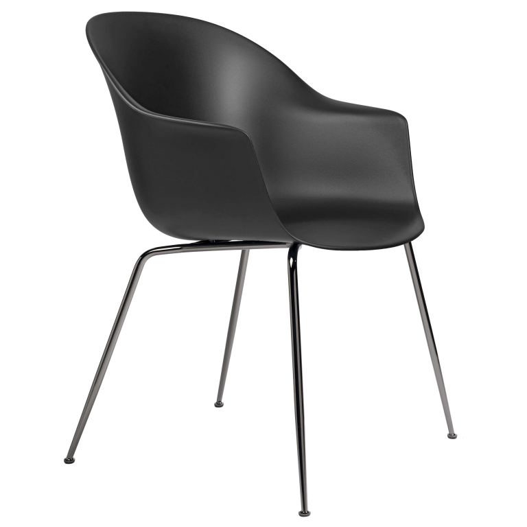 Gubi Bat eetkamerstoel zwart chroom onderstel Black